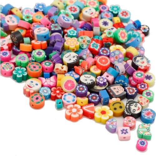 5-25Pcs/lot 8-30mm Fruit Smile Animal Printing Polymer Clay Beads Colorful Spacer Beads For Jewelry Making DIY Bracelet Earrings