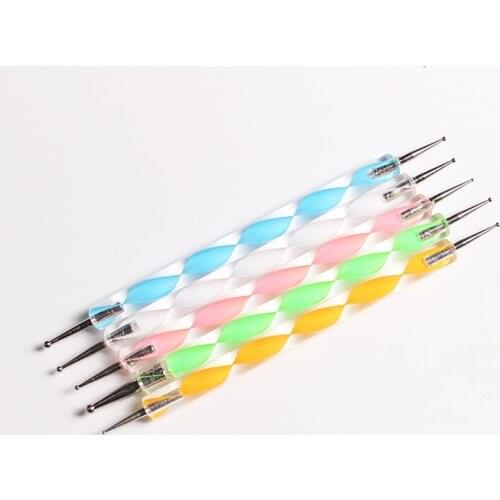 5pcs/lot 2 Way Colorful Nail Art Dotting Pen Marbleizing Tools Professional Nail Polish Painting Diamond Rhinestone Manicure Kit
