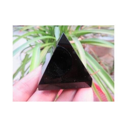 A* Natural Black Obsidian Quartz Crystal Pyramid Healing 71g