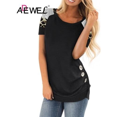 ADEWEL 2020 Black Color Block Short Sleeve Loose Fit Top Plush Size T Shirt For Women Round Neck Clothes Ropa Para Mujer 2XL