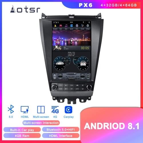 Android 8.1 4GB RAM Tesla style Car GPS Navigation For HONDA ACCORD 7 2003-2007 head unit multimedia auto radio tape DVD Player