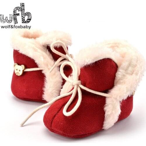 Retail First Walkers Soft Bottom Antiskid Plus velvet Warm boots bear baby Shoes Newborn infant Toddler winter