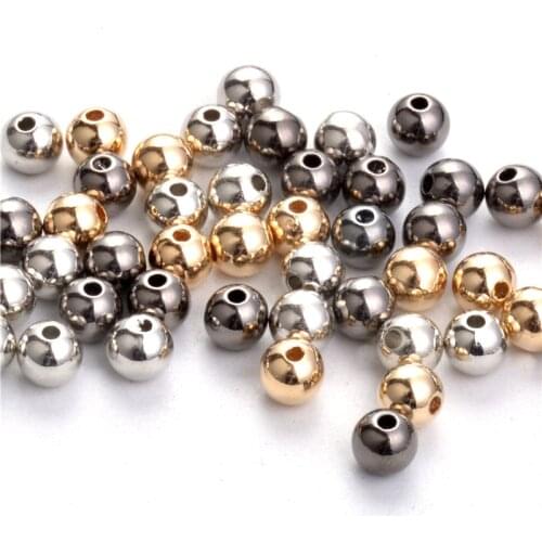 4 6 8 10 12mm CCB Gold And Silver Rhdoum Gunblack Round Shaped Spacers Loose Beads Accessories Fit DIY Bracelet Necklace