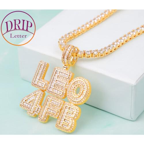 Custom Baguette Name Pendant Gold Plated Hip Hop Jewelry