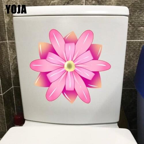YOJA 23.2*21.1CM Pink Flower Children Bedroom Wall Decor Creative Bathroom Toilet Sticker T1-0807