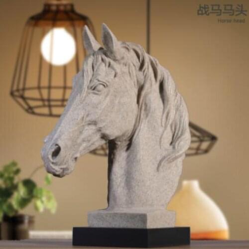 Ancient Roman creative sandstone horse-head furnishing-shop furnishing-sample Animal Sculpture statue carving Home Decoration