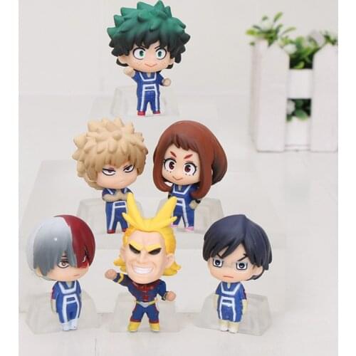 6pcs/set 4cm My Hero Academia Model boku Midoriya deku Shoto bakugou Toga PVC Action Figure Toys