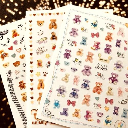 CA-109-110-111-112-145 BEARS 3d nail art stickers decal cheetsan brand template diy nail tool decorations