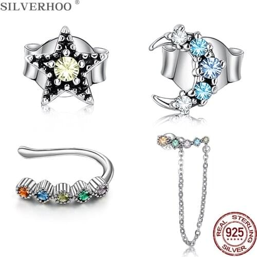 SILVERHOO 925 Sterling Silver Jewelry Set For Women Pretty Stud Earrings Tiny Earring Girlfriend Birthday Hot Selling Present