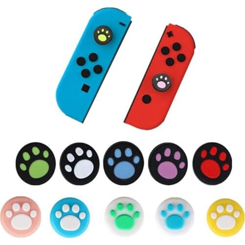 10pcs Silicone Thumb Grip Stick Caps for Nintend Switch Joy-Con NS NX Controller Cat Paw Joystick Caps 5 Color Game accessories