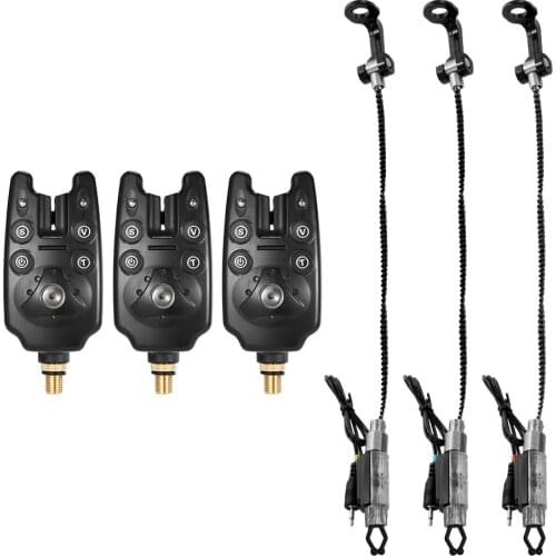 Lixada Wireless LED Fishing Bite Alarms Set Fishing Alarm Kit Indicator Alert Bell Receiver Fishing Tackle with Zippered Box