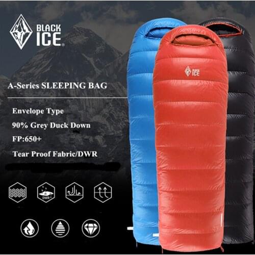Blackice A Series Duck Down Sleep Bag Envelop 90% Cold -25℃ A1000 Outdoor Waterproof Winter Sleep Bags with Compression Sack