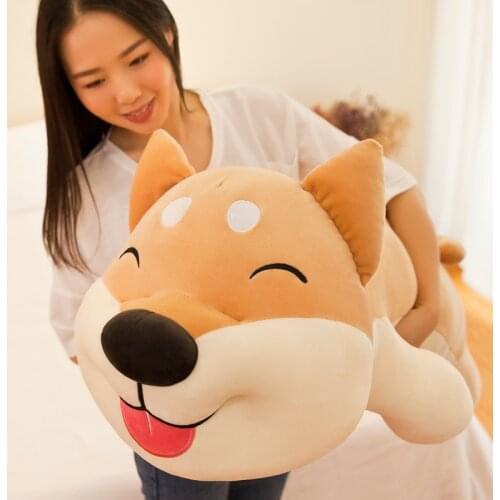 Cute plush toy Shiba Inu doll Japanese Akita dog super soft pillow large bed lying dog birthday gift 43inch 110cm DY50866
