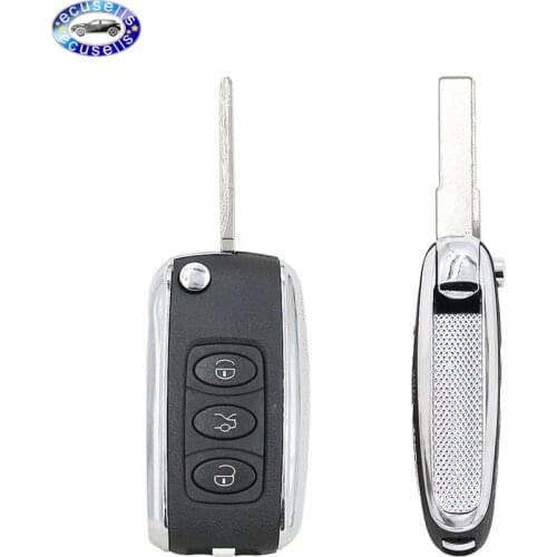 Modified Flip Remote Key Shell 3 Button for VW B5 Remote For Bentley Style Silver Side