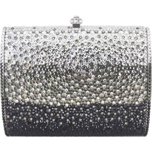 Fashion Black White Crystal Evening Bags Women Party Purse Plain Diamond Clutch Bags P07