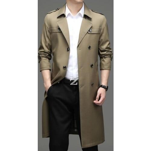 Spring/Autumn Business Casual Mens Long Jacket Men Cardigan Turn-down Collar Overcoat High Quality Trench Coats Male 3 Colors