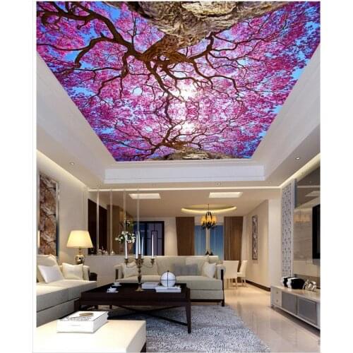 Mural wallpaper 3d Home Decoration Cherry trees 3d wallpaper living room ceiling Non woven wallpaper ceiling