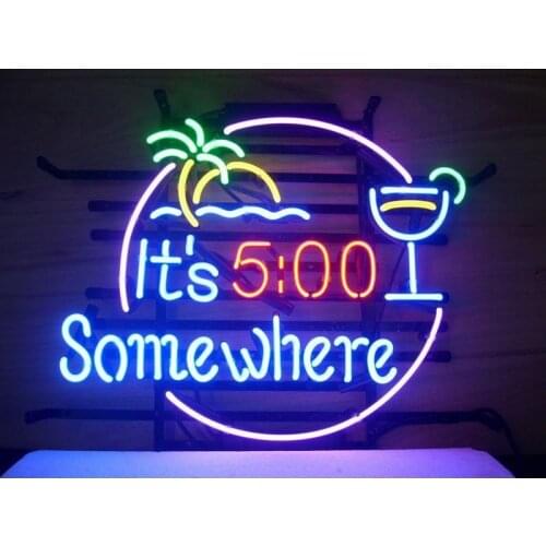 NEON SIGN For ITS 500 SOMEWHERE Signboard REAL GLASS BEER BAR PUB display christmas Light Signs 17*14"