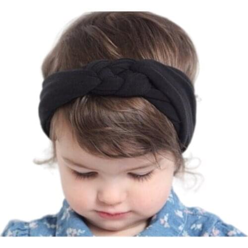 NEW Solid color knotted handmade braided plaited cotton bohemian vintage retro childresn kids Elastic headband hair accessory