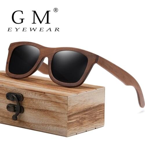 GM Handmade Walnut Wooden Sunglasses Male Women Polarized Eyewear Driving Wood Sun Glasses UV400 Protection S856CB