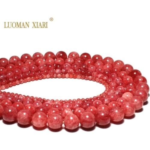 Wholesale Natural Rhodochrosite Loose Round Stone Beads For Jewelry Making DIY Bracelet Necklace 6/8/10/12 mm Strand 15