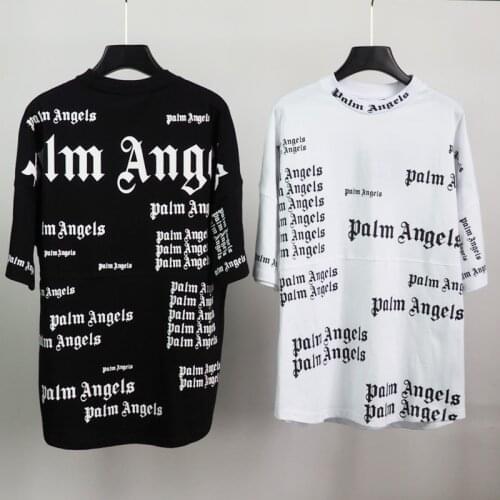 High Quality Palm Angels Creative PA Letters Full Printing Wild Loose Men and Women Short Sleeve T-shirt