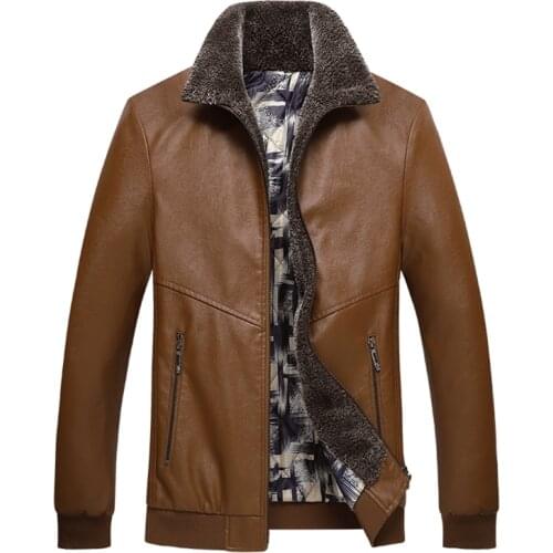 Autumn Winter Men Warm Leather Jacket Wind Proof Casual Fur Jacket Men