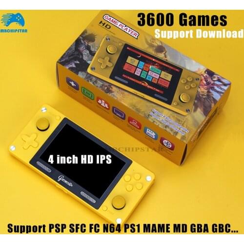 A380 Latest Firmware Retro Game 4 Inch IPS Screen Portable Handheld Multiplayers Video Console 3600 Games Child Support PS1 N64