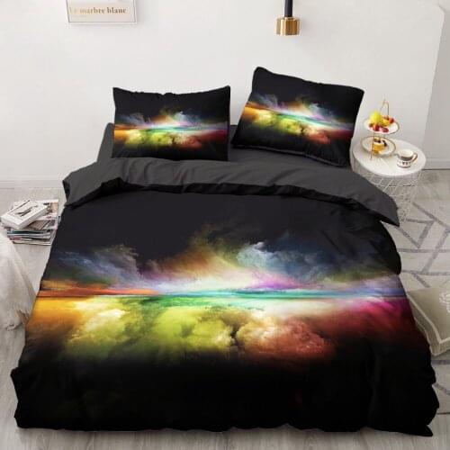 3D Bedding Sets Colorful Nebula Black Duvet Quilt Cover Set Comforter Bed Linen Pillowcase King Queen Full Double Home Texitle