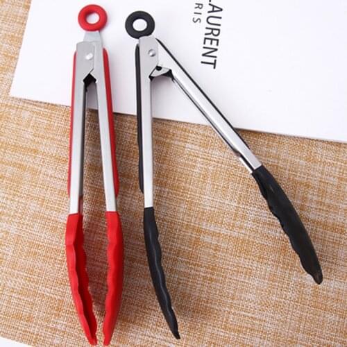 Adjustable non-stick pan steak clamp stainless steel food barbecue clamp kitchen food barbecue food anti-scalding silicone clamp