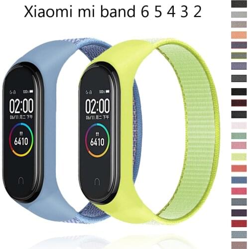 Nylon Strap For xiaomi mi band 6 5 4 3 2 Adjustable Wristband correa mi band 6 5 Replacement Loop Bracelets for Miband 5 4 belt