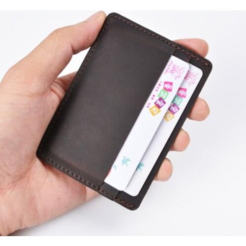 Handmade Credit Card Wallet Vintage Genuine Leather Cardholder Slim Card Case Business Card Holder Protector