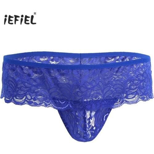 Sexy Panties Lingerie Gay Mens Thongs and G-strings Lace Briefs Jockstrap Low-Rise Sexy Men Underwear Open Pouch Erotic Panties