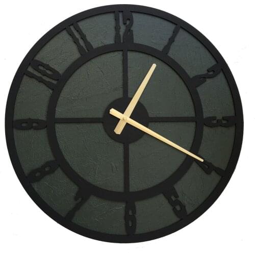 North Designed Verde Black Circle Decorative Wall Clock 48 Cm