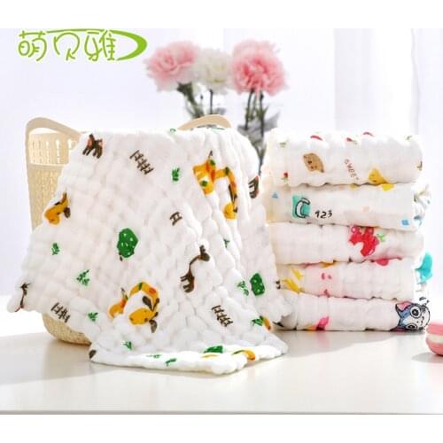 Infant Saliva Towel Baby Small Square Six-layer General Gauze Cartoon Square Scarf Baby Towel Toallas Toallas Para Bebe