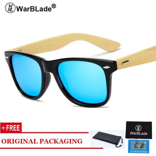 WarBLade Bamboo Sunglasses Men Polarized Square Sun Glasses Mirror Reflective With HD Lens Eyewears Male oculos KP-Z1501o
