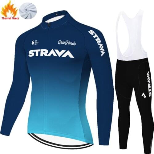 Strava Winter Thermal Fleece warm 2021 bike jersey long sleeve bike pants set