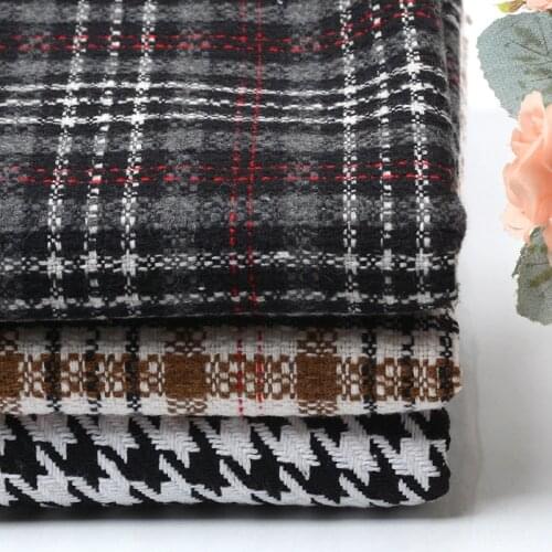 Polyester fabric plaid cloth Thick wool Fashion houndstooth cloth suit pants jacket wool coat clothing diy coarse textile fabric