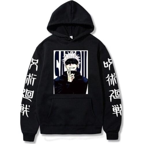 Anime Jujutsu Kaisen Yuji Itadori Hoodie Gojo Satoru Men/Women Casual Streetwear Sweatshirt Kpop Loose Unisex Oversize Tee Tops