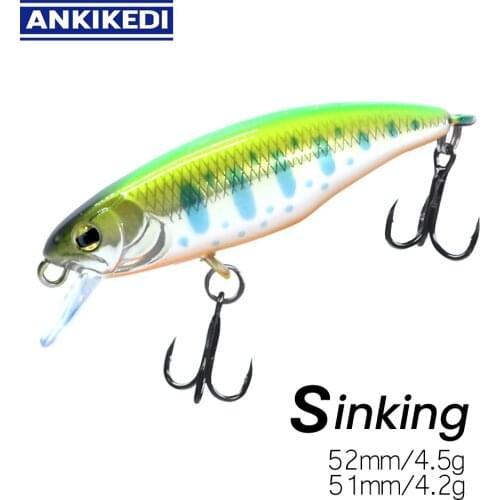 ANKIKEDI Japan Design 51mm 4.2g Sinking Minnow Fishing Lure Sea Hard Crankbait Stream for Perch Pike Trout Bass Rockfishing