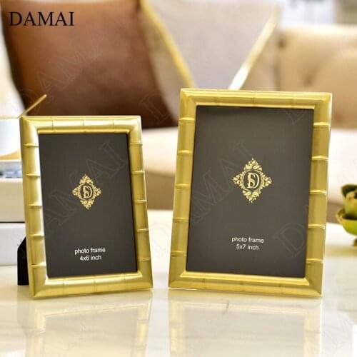 Creativity Brass Photo Frame European Modern 7 Inch Glass Frames for Pictures Bedroom Bedside Ornaments Living Room Decoration
