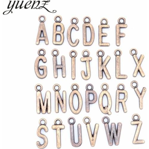 YuenZ 20pcs Alphabet Letter vintage red copp color Charms Jewelry Handmade Pendants Jewelry Making Handmade DIY Bracelet 15*10mm