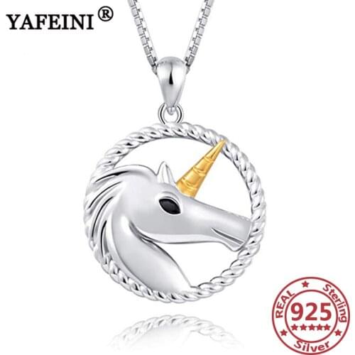YAFEINI 925 Sterling Silver Unicorn Pendants Necklaces 925 Silver Chains Womans Jewelry Necklaces Girls Gifts Graduation Gifts