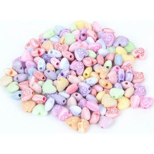 100pcs/lot Mixed Peach Heart Acrylic Beads Charm Loose Spacer Beads For Jewelry Making DIY Needlework Bracelet Accessories