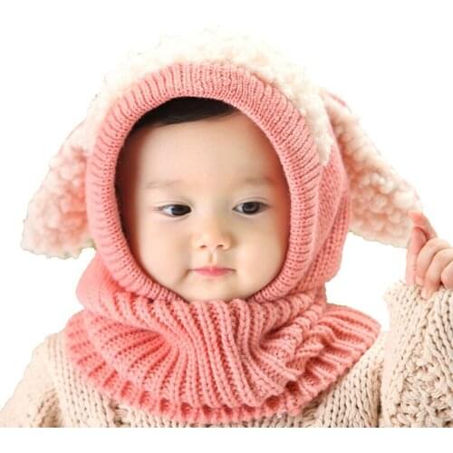 2020 Spring Autumn Baby Cap Boys Girls Winter Hat Children Boy Headwear Beanie Ear Kids Bucket Hat Wool Knit Hat Hooded