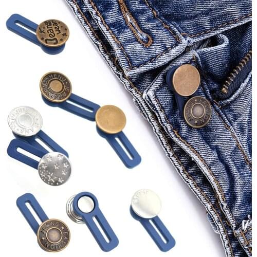 5Pcs Adjustable Retractable Jeans Waist Button Metal Extended Buckles Sewing Buttons For Clothing Jeans Pant Waistband Expander