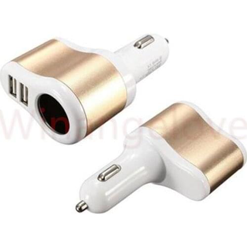 Car charger Dual USB 3.1A Car Charger + Cigarette Lighter Auto Power Adapter Lighter Power Socket Charger Adapter for iphone
