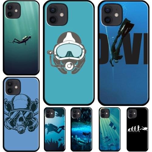 Scuba Diver Underwater Diving Cave Caving Case For iPhone 11 Pro Max 12 mini X XS XR 7 8 Plus SE 2020 Coque For iPhone 12 Pro