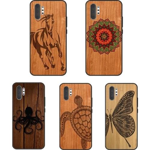 Horse Turtle Butterfly Wood Case Cover For Samsung Galaxy S21 S20 Ultra Note 20 S8 S9 S10 Note 10 Plus S20 FE Coque