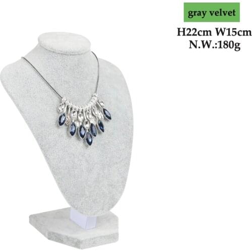 High Quality Model Show Exhibitor 6 Options Gray Velvet Jewelry Display For Woman Necklaces Pendants Mannequin Jewelry Organizer